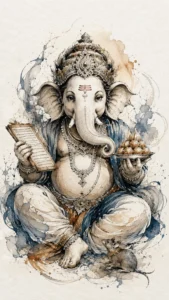 Ekadanta Ganapati traditional devotional artwork of Lord Ganesh Series