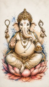 Lambodara Ganapati high resolution traditional artwork