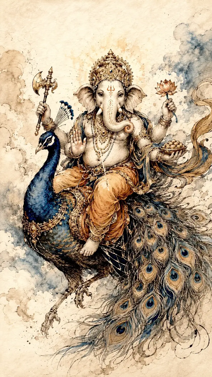 Mayureshvara Ganapati traditional Indian artwork