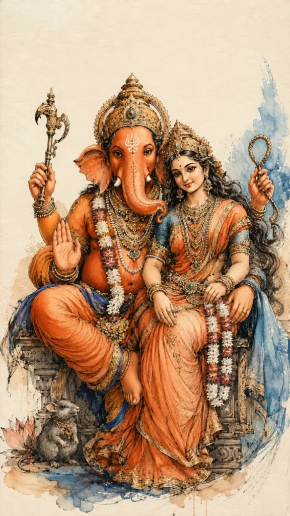Shakti Ganapati traditional Indian devotional artwork
