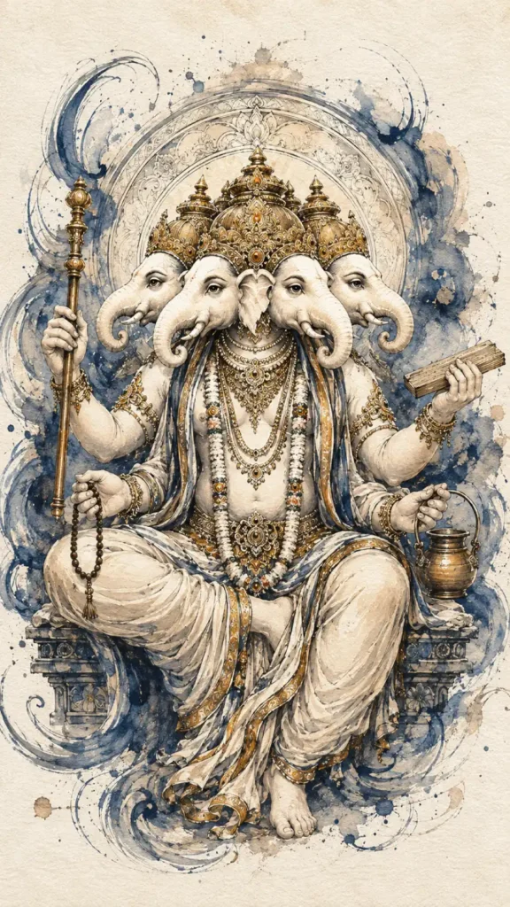 Dwija Ganapati traditional Indian devotional artwork