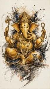 Tryakshara Ganapati traditional devotional artwork