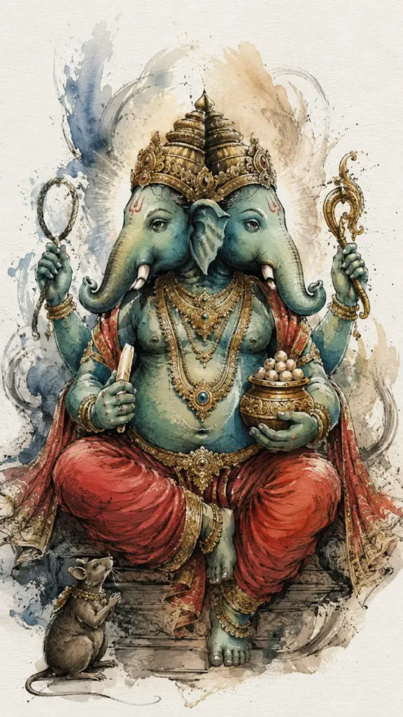 Dvimukha Ganapati two-faced Ganesha artwork