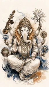 Simha Ganapati traditional Indian devotional artwork
