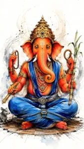 Yoga Ganapati meditative traditional Indian artwork